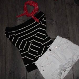 Striped off the shoulder top